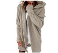 Strickmantel Damen Strickjacke Damen Grobstrick-Cardigan Lang Winter Grobstrickjacke Strickmantel mit Kapuze 2023 Strickcardigan Offener Strickjacken-Longstrickjacke Lose GroßE GrößEn ÜBergangsjacke