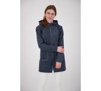 Strickmantel DEPROC ACTIVE "KENNEWICK II LONG", Damen, Gr. 40/42 (M), blau (navy), 100% Polyester, tailliert, gerader Abschluss, Mäntel Strickmantel, außergewöhnlicher Feinstrickmantel mit Kontrastdet