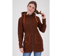 Strickmantel DEPROC ACTIVE "KENNEWICK II LONG", Damen, Gr. 44L, braun, 100% Polyester, tailliert, gerader Abschluss, Mäntel Strickmantel, außergewöhnlicher Feinstrickmantel mit Kontrastdetails (580912