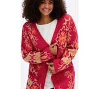 Strickjacke SHEEGO BY JOE BROWNS, Damen, Gr. 52/54, erdbeere, camel, gemustert, 75% Polyacryl, 22% Polyester, 3% Elasthan, geblümt, gemustert, mehrfarbig, Strickjacken Strickjacke (66202421-52) erdbee