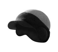 Strickmütze aus Fleece mit Ohren - Polyester, warme Kopfbedeckung für den Außenbereich | Wintermütze für Wandern, Skifahren, Camping, Motorrad, Laufen, Snowboard, Thermo-Sonnenschutz, grau, XS