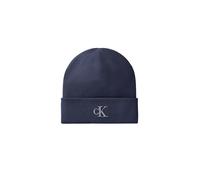 Strickmütze CALVIN KLEIN "CK FINE RIB BEANIE", Damen, blau (blau nights), Strick, Viskosemischung, Mützen Strickmütze, mit Markenlogo (29931729-0) blau nights