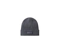 Strickmütze CALVIN KLEIN "PATCH CHUNKY RIB COTTON BEANIE", Damen, grau (charcoal grau heather), Strick, Baumwollmischung, Mützen Strickmütze, mit Markenlogo (44011200-0) charcoal grau heather