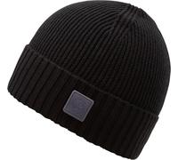 Strickmütze CHILLOUTS "Enes Hat", Herren, schwarz, Rippstrick, Materialmix, unifarben, Mützen Strickmütze, mit dezentem Logo-Patch (94249111-0)