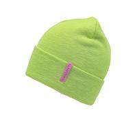 Strickmütze CHILLOUTS "Monty Hat", Damen, grün (lime), Feinstrick, Kunstfaser, unifarben, Mützen Strickmütze, aus Leinen-Baumwollmix mit verstellbarer Passform & natürlichem Look (52612426-0) lime