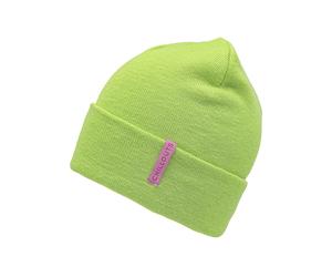Strickmütze CHILLOUTS "Monty Hat", Damen, grün (lime), Feinstrick, Kunstfaser, unifarben, Mützen Strickmütze, aus Leinen-Baumwollmix mit verstellbarer Passform & natürlichem Look (52612426-0) lime