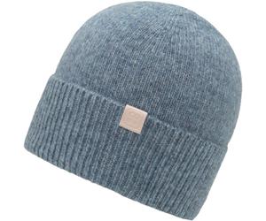 Strickmütze CHILLOUTS "Riana Hat", Damen, blau (washed blau), Feinstrick, Materialmix, meliert, Mützen Strickmütze, mit dezentem Markenlogo und breitem Umschlag (33178620-0) washed blau