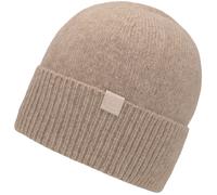 Strickmütze CHILLOUTS "Riana Hat", Damen, braun (hellbraun), Feinstrick, Materialmix, meliert, Mützen Strickmütze, mit dezentem Markenlogo und breitem Umschlag (57564050-0) hellbraun