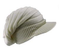 Strickmütze gerafft lang in 4 Farben wollweiss