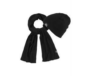 Strickmütze LONSDALE "und Schal als Set LEAFIELD", Damen, schwarz, Strick, Kunstfaser, unifarben, Mützen Strickmütze, Set aus Schal undMütze (460897-0) schwarz