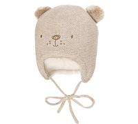 Strickmütze MAXIMO, Baby, Gr. 47, beige, Materialmix, Mützen Strickmütze, mit Tiergesicht, zwei Pompons und Bindeband (46098011-47) beige