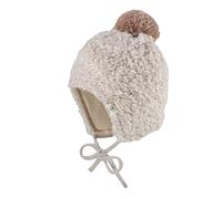 Strickmütze MAXIMO, Jungen, Gr. 43, beige (beigemeliert), Strick, Wollmischung, kontrastfarbene Details, unifarben, Mützen Strickmütze, hoher Wollanteil, gefüttert, Bommel, zum Binden (72999822-43)