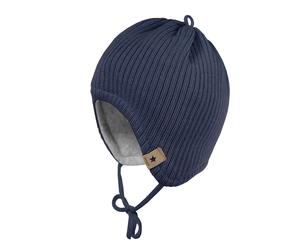 Strickmütze MAXIMO, Jungen, Gr. 43, blau (navy), Strick, Baumwolle, unifarben, Mützen Strickmütze, wärmend, zum Binden, unifarben (39393944-43) navy
