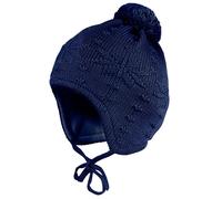 Strickmütze MAXIMO, Jungen, Gr. 47, blau (marine), Obermaterial: 100% Baumwolle. Futter: 85% Baumwolle, 15% Polyamid, Mützen Strickmütze, mit Norwegerstern, Pompon und Bindeband (50579269-47)