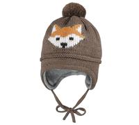 Strickmütze MAXIMO, Jungen, Gr. 47, grau, Wollmischung, Mützen Strickmütze, mit Fuchsmotiv mit Pompon und Bindeband (69879447-47) grau