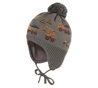 Strickmütze MAXIMO, Jungen, Gr. 47, grün (khaki grau), Strick, Baumwolle, mehrfarbig, Mützen Strickmütze, Baumwolle, gefüttert, zum Binden, Bommel (84412422-47) khaki grau