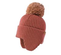Strickmütze MAXIMO, Jungen, Gr. 49/51, rosa, Strick, Materialmix, Mützen Strickmütze, wärmend, breiter Umschlag, Ohrenklappen, Bommel (14006224-49) rosa