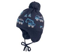 Strickmütze MAXIMO, Jungen, Gr. 49, blau (dunkelmarine), Strick, Baumwolle, mehrfarbig, Mützen Strickmütze, Baumwolle, gefüttert, zum Binden, Bommel (32446540-49) dunkelmarine