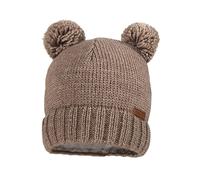 Strickmütze MAXIMO, Jungen, Gr. 49, braun, Strick, Materialmix, unifarben, Mützen Strickmütze, aus softer Wollmischung mit zwei Pompons (99477437-49) braun