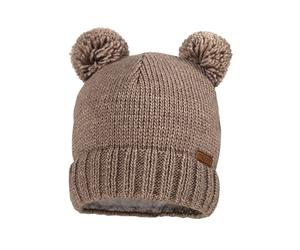 Strickmütze MAXIMO, Jungen, Gr. 49, braun, Strick, Materialmix, unifarben, Mützen Strickmütze, aus softer Wollmischung mit zwei Pompons (99477437-49) braun