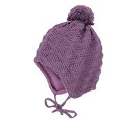 Strickmütze MAXIMO, Jungen, Gr. 49, lila (rauchlila), Strick, Wolle, unifarben, Mützen Strickmütze, Wolle, gefüttert, zum Binden, mit Bommel (38424129-49) rauchlila