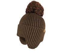 Strickmütze MAXIMO, Jungen, Gr. 53/55, braun, Strick, Materialmix, Mützen Strickmütze, wärmend, breiter Umschlag, Ohrenklappen, Bommel (41032227-53) braun