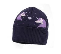 Strickmütze MAXIMO, Mädchen, Gr. 49, blau (navy, chive blossom), Feinstrick, Baumwolle, gemustert, mehrfarbig, Mützen Strickmütze, Baumwolle, gefüttert, breiter Umschlag, Motiv (30434650-49) navy, chi