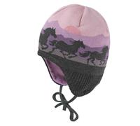 Strickmütze MAXIMO, Mädchen, Gr. 51, carbonmeliert, Strick, Baumwolle, gemustert, Mützen Strickmütze, Baumwolle, gefüttert, zum Binden (96199021-51) carbonmeliert