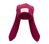 Strickmütze mit niedlichen Hasenohren - Lustige Mütze mit langen Ohren, flauschige Wintermütze, warme Strick-Hasenmütze, Häkel-Schädelmütze für draußen, lässige Mütze