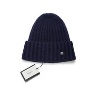 Strickmütze PEARLWOOD "JANNE", Damen, blau (nightblau), Grobstrick, Materialmix, unifarben, Mützen Strickmütze, in breiten Rippen gestrickt, breiter Umschlag, wärmend, Wollanteil (26780038-0) nightbla