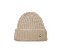 Strickmütze PEARLWOOD "JANNE", Damen, cappuccino, Grobstrick, Materialmix, unifarben, Mützen Strickmütze, in breiten Rippen gestrickt, breiter Umschlag, wärmend, Wollanteil (44255327-0) cappuccino