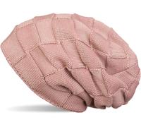 Strickmütze STYLEBREAKER "Feinstrick Beanie mit Karo Strick", Damen, rosa (altrose), 100% Viskose CV., Modisch, Mützen Strickmütze (70138008-0) altrose