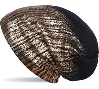 Strickmütze STYLEBREAKER "Feinstrick Beanie mit Metallic Print", Damen, blau (dunkelblau, rosegold), 100% Polyacryl PAN., Modisch, Mützen Strickmütze (84610255-0) dunkelblau, rosegold