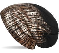 Strickmütze STYLEBREAKER "Feinstrick Beanie mit Metallic Print", Damen, schwarz (schwarz, rosegold), 100% Polyacryl PAN., Modisch, Mützen Strickmütze (27779125-0) schwarz, rosegold