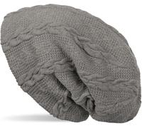 Strickmütze STYLEBREAKER "Feinstrick Beanie mit Zopfmuster und Fleece", Damen, grau, 50% Viskose CV. 50% Polyester PES., Modisch, Mützen Strickmütze (90661958-0) grau