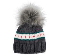 Strickmütze STYLEBREAKER "Kinder Strick Bommelmütze Herzmuster", Jungen, grau (dunkelgrau), Modisch, Mützen Strickmütze (70662938-0) dunkelgrau