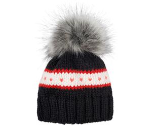 Strickmütze STYLEBREAKER "Kinder Strick Bommelmütze Herzmuster", Jungen, schwarz, Modisch, Mützen Strickmütze (79871813-0) schwarz