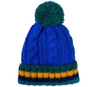 Strickmütze STYLEBREAKER "Kinder Strick Bommelmütze Zopfmuster", Jungen, blau (royalblau, dunkelgrün), 6% Nylon NY. 81% Polyacryl PAN. 9% Polyamid PA. 4% Wolle WO., Modisch, Mützen Strickmütze (160013