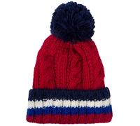 Strickmütze STYLEBREAKER "Kinder Strick Bommelmütze Zopfmuster", Jungen, rot (bordeaux, rot, dunkelblau), 6% Nylon NY. 81% Polyacryl PAN. 9% Polyamid PA. 4% Wolle WO., Modisch, Mützen Strickmütze (479