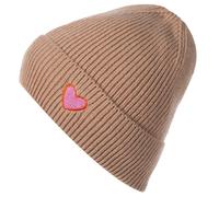 Strickmütze STYLEBREAKER "Strick Beanie mit Herz Stickerei", Damen, braun (camel), Obermaterial: 22% Nylon NY. 48% Polyacryl PAN. 30% Polyester PES., Modisch, Mützen Strickmütze (17854525-0) camel