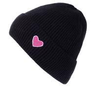 Strickmütze STYLEBREAKER "Strick Beanie mit Herz Stickerei", Damen, schwarz, Obermaterial: 22% Nylon NY. 48% Polyacryl PAN. 30% Polyester PES., Modisch, Mützen Strickmütze (92015058-0) schwarz