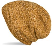 Strickmütze STYLEBREAKER "Strick Beanie Mütze mit Pailletten", Damen, gelb (curry), 85% Polyacryl PAN. 15% Polyamid PA., Modisch, Mützen Strickmütze (26897643-0) curry