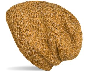 Strickmütze STYLEBREAKER "Strick Beanie Mütze mit Pailletten", Damen, gelb (curry), 85% Polyacryl PAN. 15% Polyamid PA., Modisch, Mützen Strickmütze (26897643-0) curry