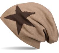 Strickmütze STYLEBREAKER "Strick Beanie Mütze mit Stern", Damen, braun, 100% Viskose CV., Modisch, Mützen Strickmütze (58004308-0) braun