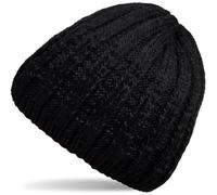 Strickmütze STYLEBREAKER "Strickmütze Farbverlauf mit Thermo-Fleece", Damen, schwarz (schwarz, dunkelgrau), 84% Polyacryl PAN. 9% Polyamid PA. 7% Polyester PES., Modisch, Mützen Strickmütze (97551729-