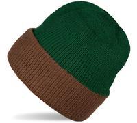Strickmütze STYLEBREAKER "Wende Feinstrick Beanie doppelt gestrickt", Damen, grün (dunkelgrün, braun), Obermaterial: 80% Viskose CV. 20% Polyacryl PAN., Modisch, Mützen Strickmütze (95065261-0) dunkel