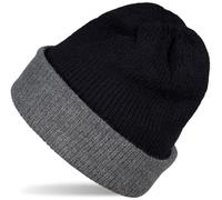 Strickmütze STYLEBREAKER "Wende Feinstrick Beanie doppelt gestrickt", Damen, schwarz (schwarz, dunkelgrau), Obermaterial: 80% Viskose CV. 20% Polyacryl PAN., Modisch, Mützen Strickmütze (41071512-0) s