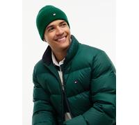 Strickmütze TOMMY HILFIGER "FLAG CASHMERE BEANIE", Damen, grün (majestic emerald), Strick, Kaschmir, unifarben, Mützen Strickmütze, One size mit Markenlogo (13470167-0) majestic emerald