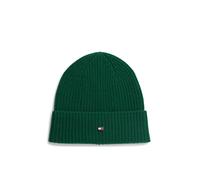Strickmütze TOMMY HILFIGER "FLAG CASHMERE BEANIE", Damen, majestic emerald, Strick, Kaschmir, unifarben, Mützen Strickmütze, One size mit Markenlogo (13470167-0) majestic emerald