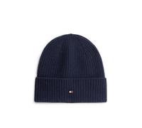 Strickmütze TOMMY HILFIGER "FLAG CASHMERE BEANIE", Damen, space blau, Strick, Kaschmir, unifarben, Mützen Strickmütze, One size mit Markenlogo (89939028-0) space blau